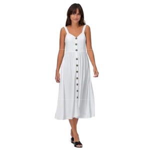 Jessica Simpson White Button Down Midi Tank Sun Dress Womens size XS